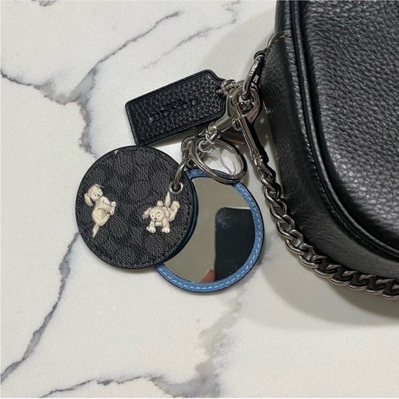 Coach Jamie Camera Bag With Mirror Bag Charm In Signature Canvas Happy Dog Print - Picture 11 of 13